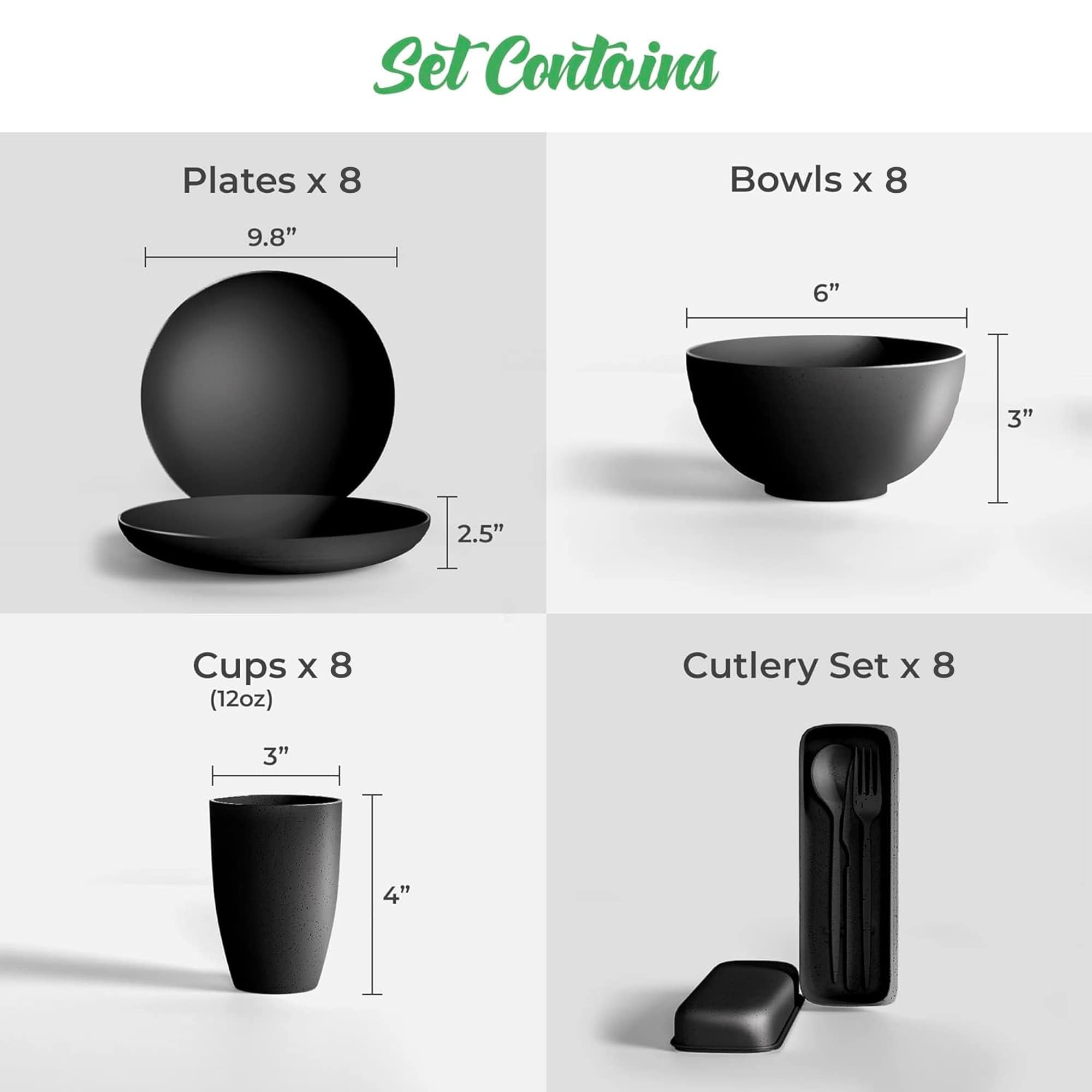 Greendish - Venta al por mayor Conjuntos de vajilla - Conjuntos de vajilla reutilizable ecológica de paja de trigo13