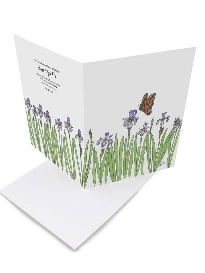BT 028 Iris Versicolor and Monarch Butterfly, Botanical for wholesale by Toute-Petite