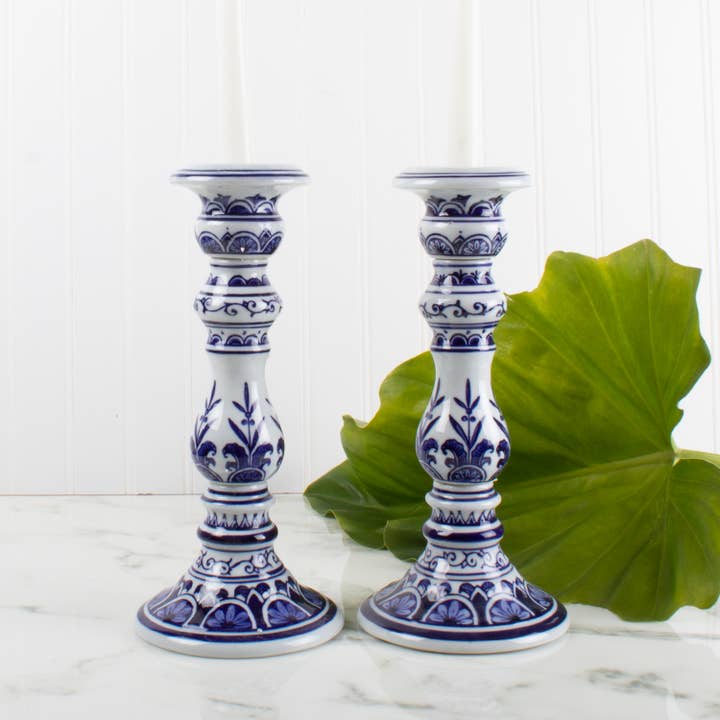 Porcelain Chinoiserie Candlestick Set - Large for wholesale by 8 Oak Lane