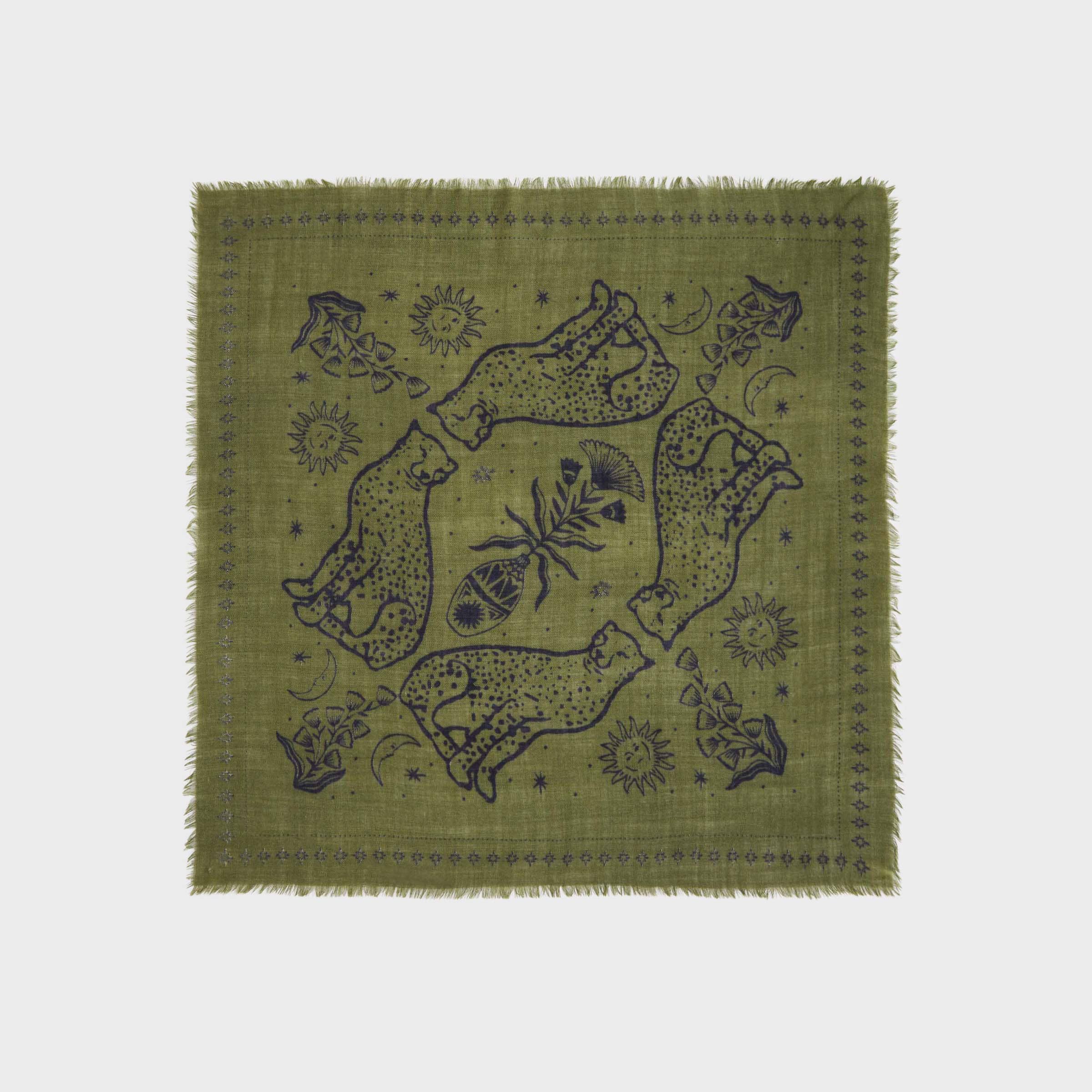 BILLYBELT - Vente Écharpe – femme - Petit foulard en 100% laine Sasha Kaki5