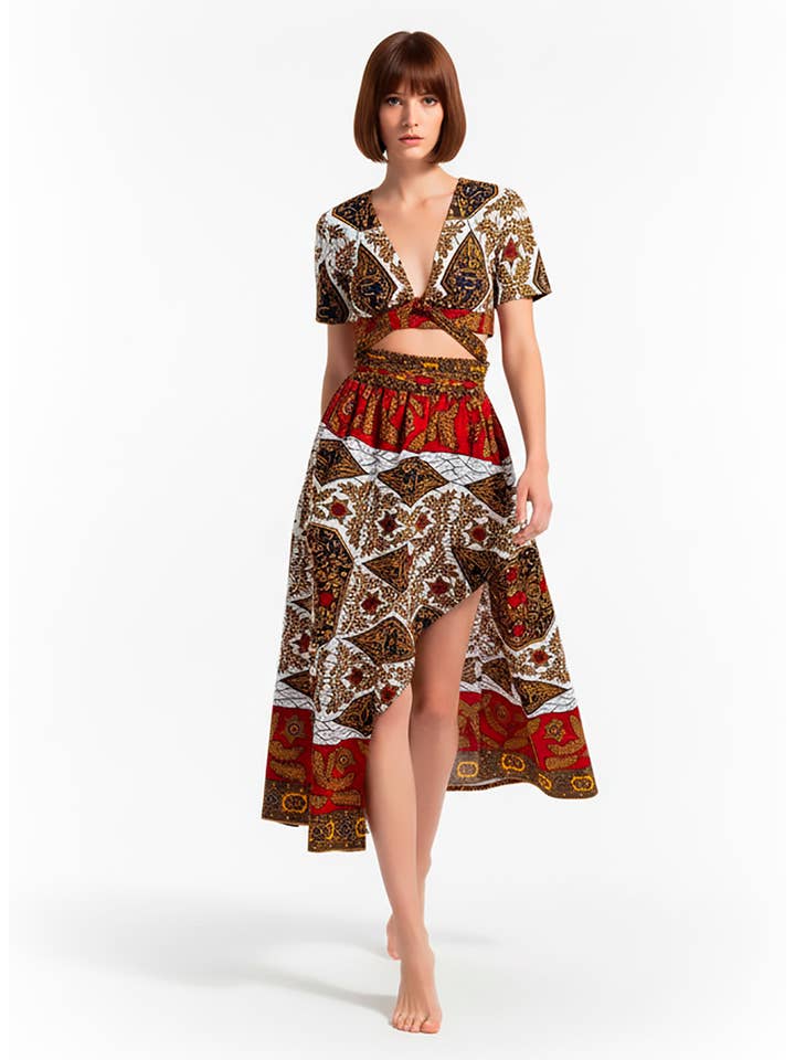 SUESES - Wholesale Top & Skirt Set - Women's - Set of maxi skirt and top with Harris sleeves.1