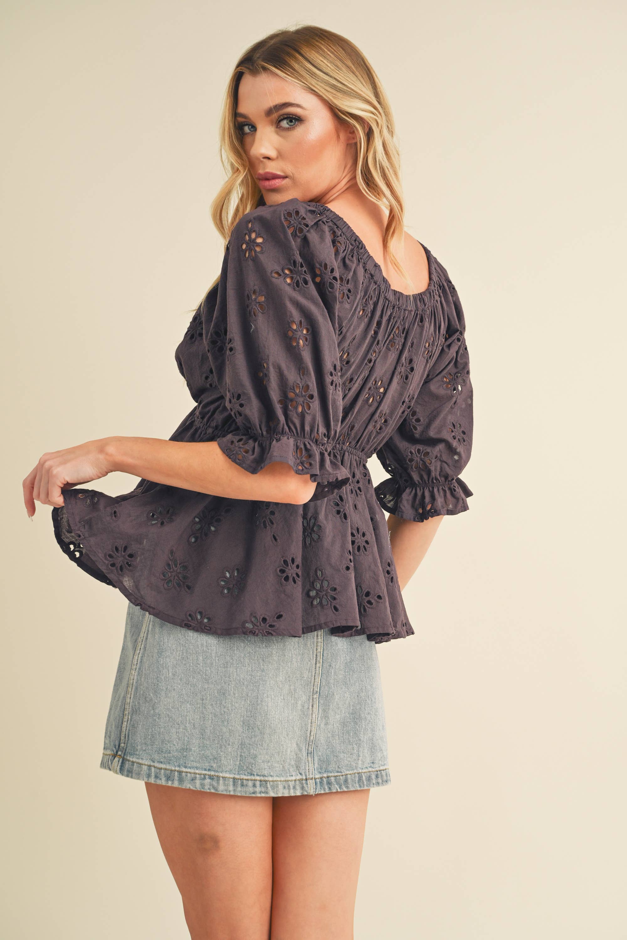 AEMI + CO - Vente Chemisier – femme - 8290DK Haut Brodé à Œillets Hazle 513