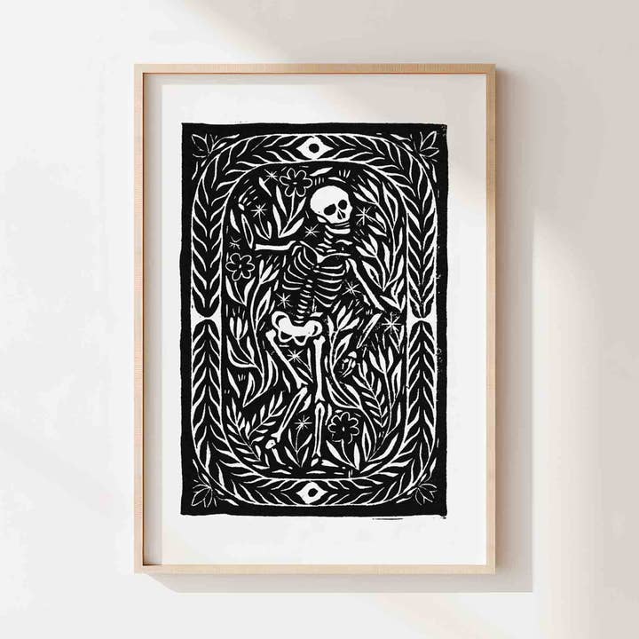 'Danse Macabre' linodruk voor wholesale door Katia Hinic Studio