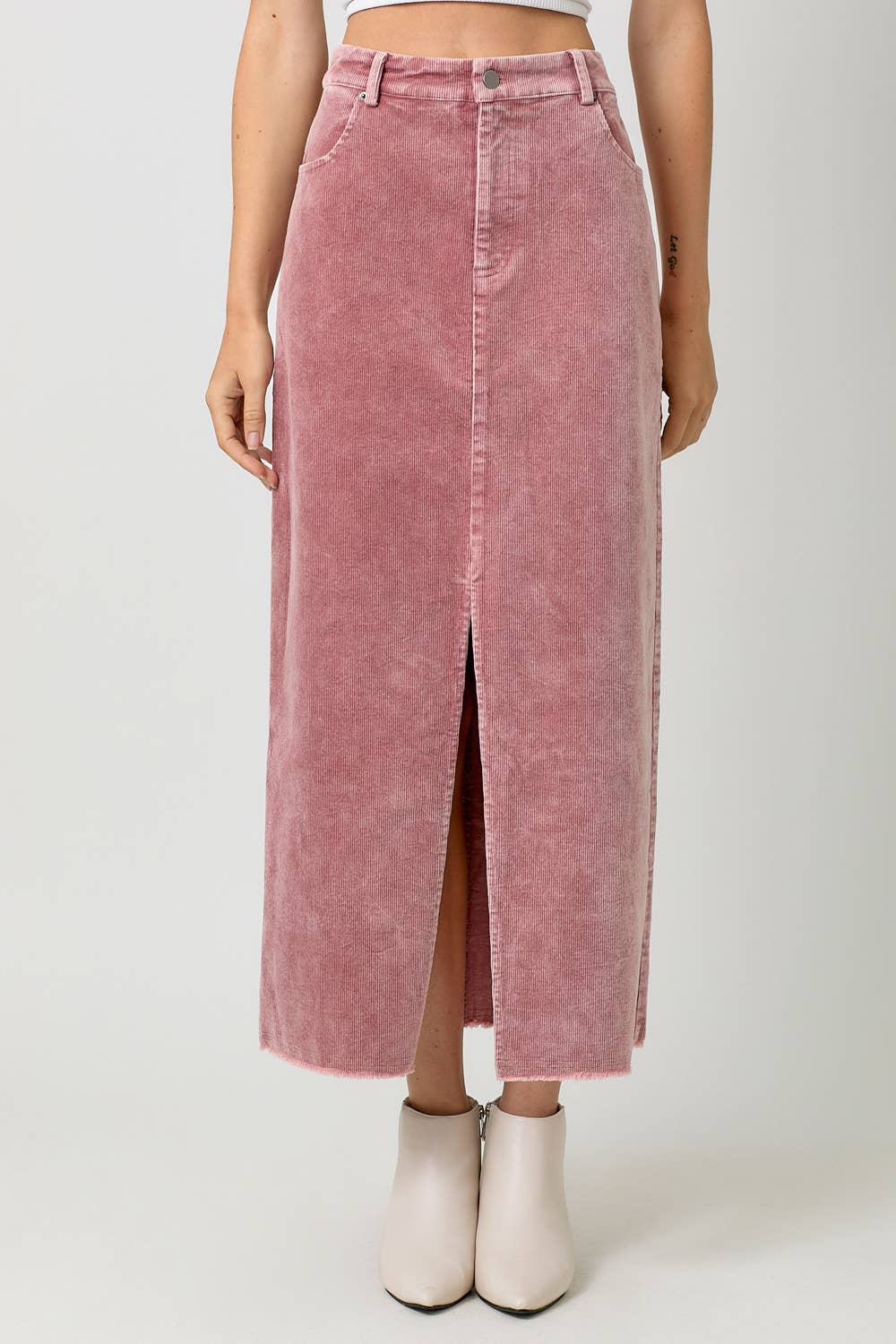 Mystree - Wholesale Skirt - Women's - 60742 Washed Front Slit Corduroy Skirt6