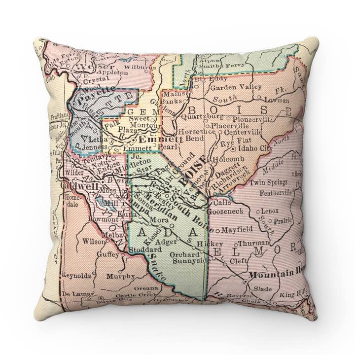 Boise Idaho Map Decorative Pillow Throw Pillow for wholesale by Daisy Mae Designs