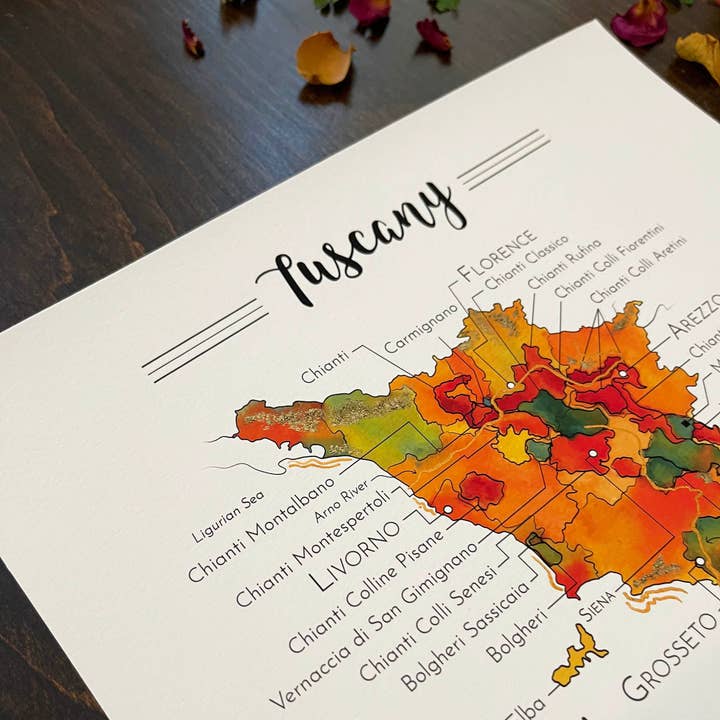 Modern Hobbyist - Venta al por mayor Ilustración - Mapa de Vinos de la Toscana - Impresión