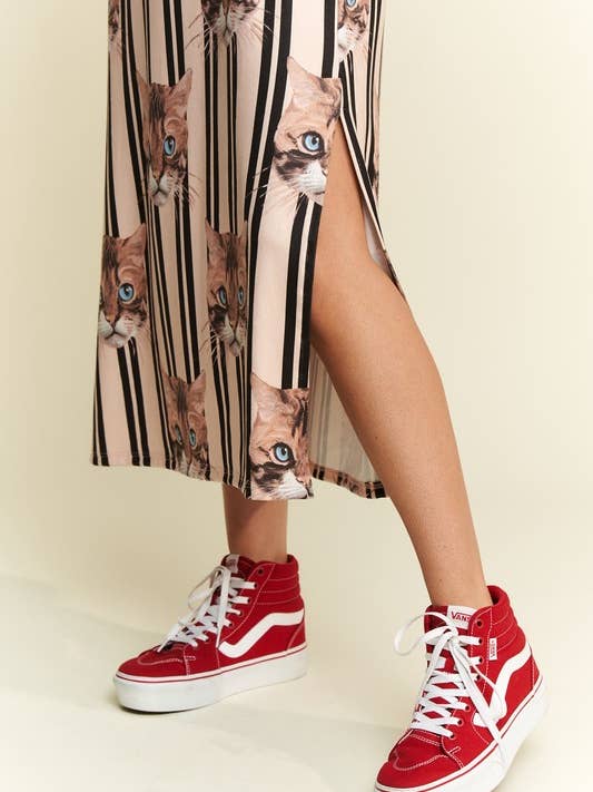 SAME AS PHOTO CAT PRINT MIDI DRESS for wholesale on Faire