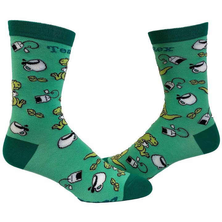 Womens Tea Rex Socks Fun Dinosaur Sock Women Cute Graphic for wholesale by Crazy Dog T-Shirts