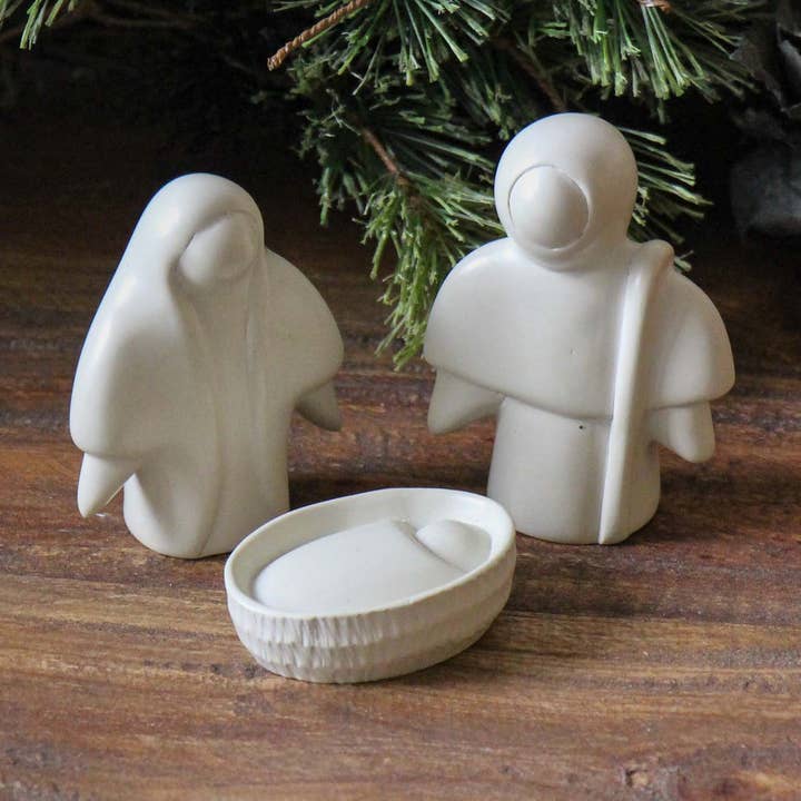 Global Crafts - Vente Crèche de Noël - Crèche de Noël en trois parties en pierre naturelle Soapstone0