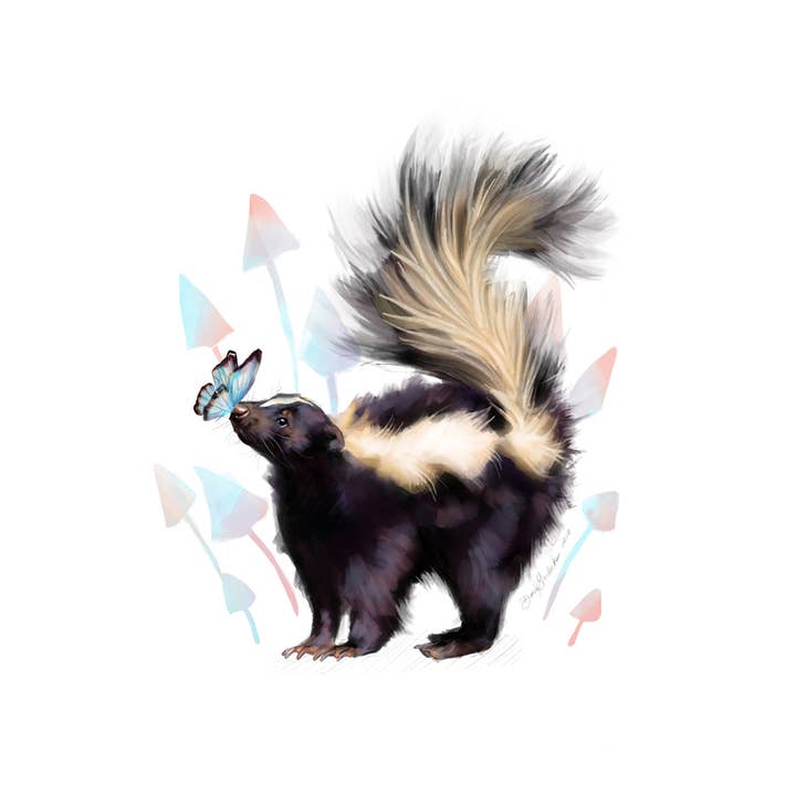 Whimsical Art by Darcy Goedecke – wholesale Konsttryck – Woodland Skunk | Skriv ut