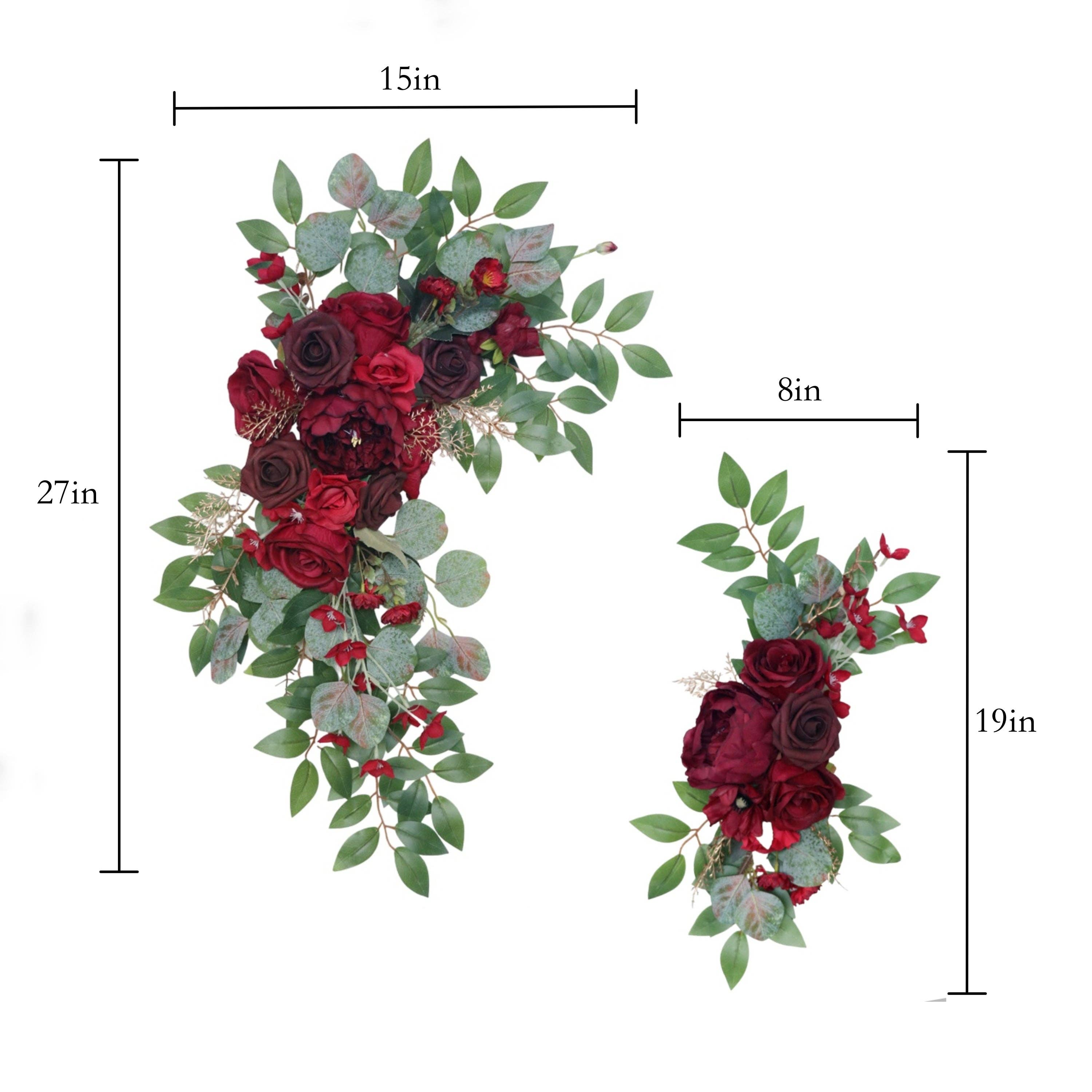 Sun Decorer - Wholesale Artificial Flowers - Artificial Red Rose Wedding Arch Decor (Set of 2)3