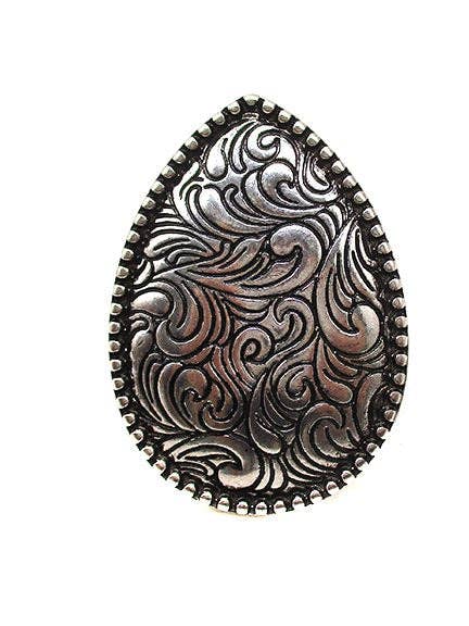 WESTERN ETCHED TEARDROP CUFF RING for wholesale by Snowing West