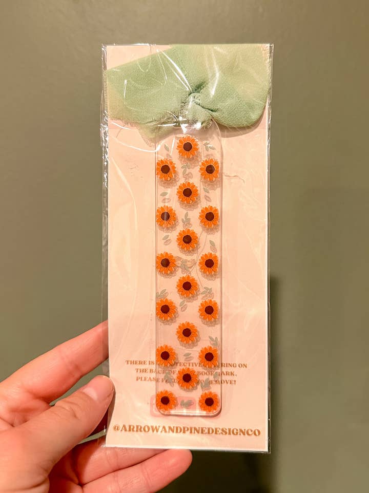 Sunflower Acrylic Bookmark for wholesale by Arrow & Pine Design Co.