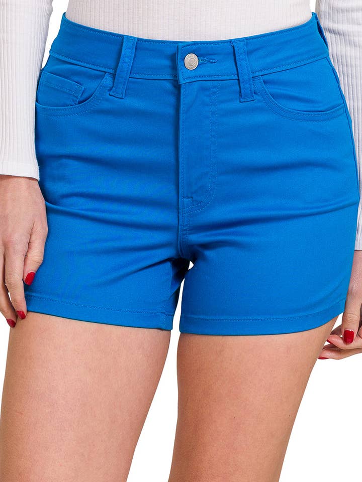 42POPS - Wholesale Shorts - Women's - SI-24319 High Rise Color denim Jeans Shorts