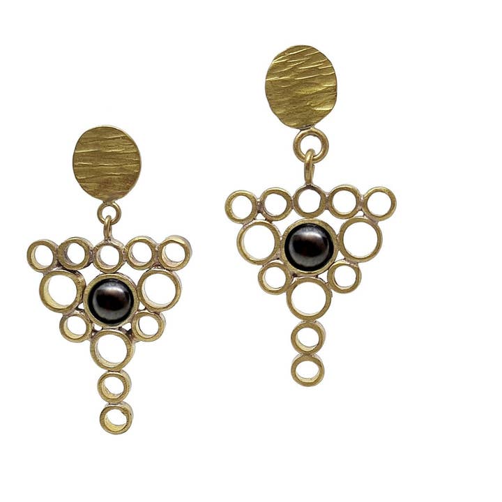 Plastron oorbellen met stenen voor wholesale door Grinhilda Szendy