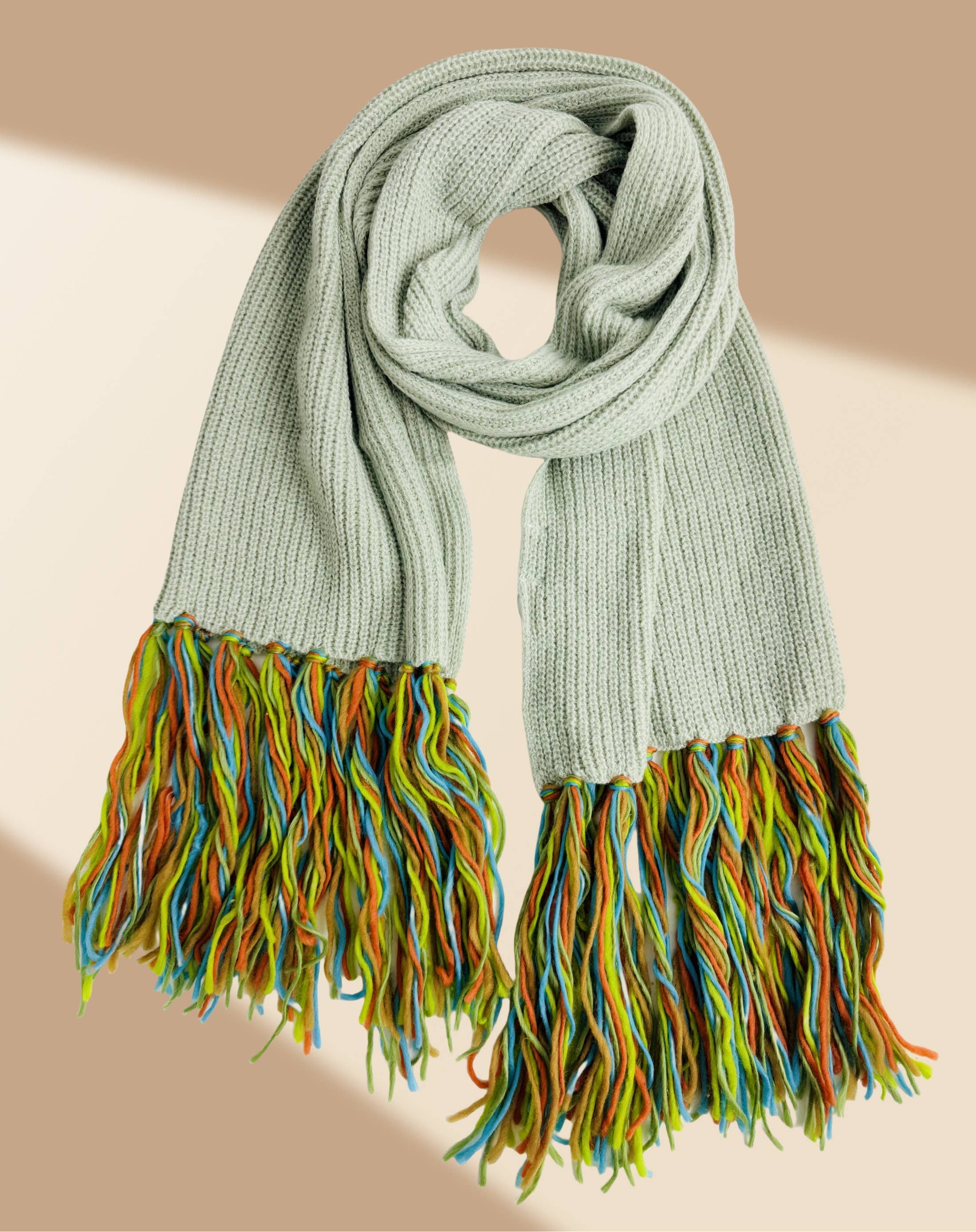 JC Sunny Fashion - Wholesale Scarf - Women's - JC023327 Cozy Knit Scarf with Handcrafted 10” Multicolor Tassels6