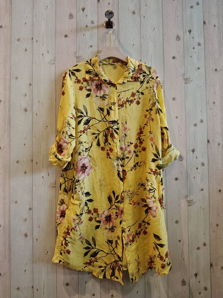 Linen & More - Wholesale Dress - Women's - REF 20272 SHORT DRESS WITH 100% LINEN PRINTS