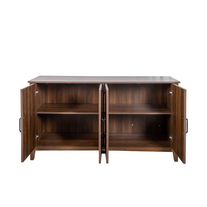 39F Inc. - Wholesale Cabinet - Walnut 4-Door Sideboard with 4 Shelves Freestanding Cabinet8
