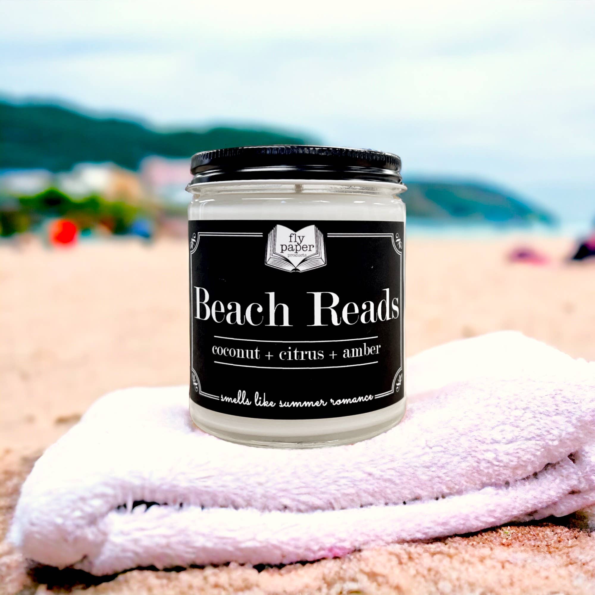 Fly Paper Products - Wholesale Jar/Filled Candle - Beach Reads 9oz Glass Candle Bergamot + Gardenia + Orange1