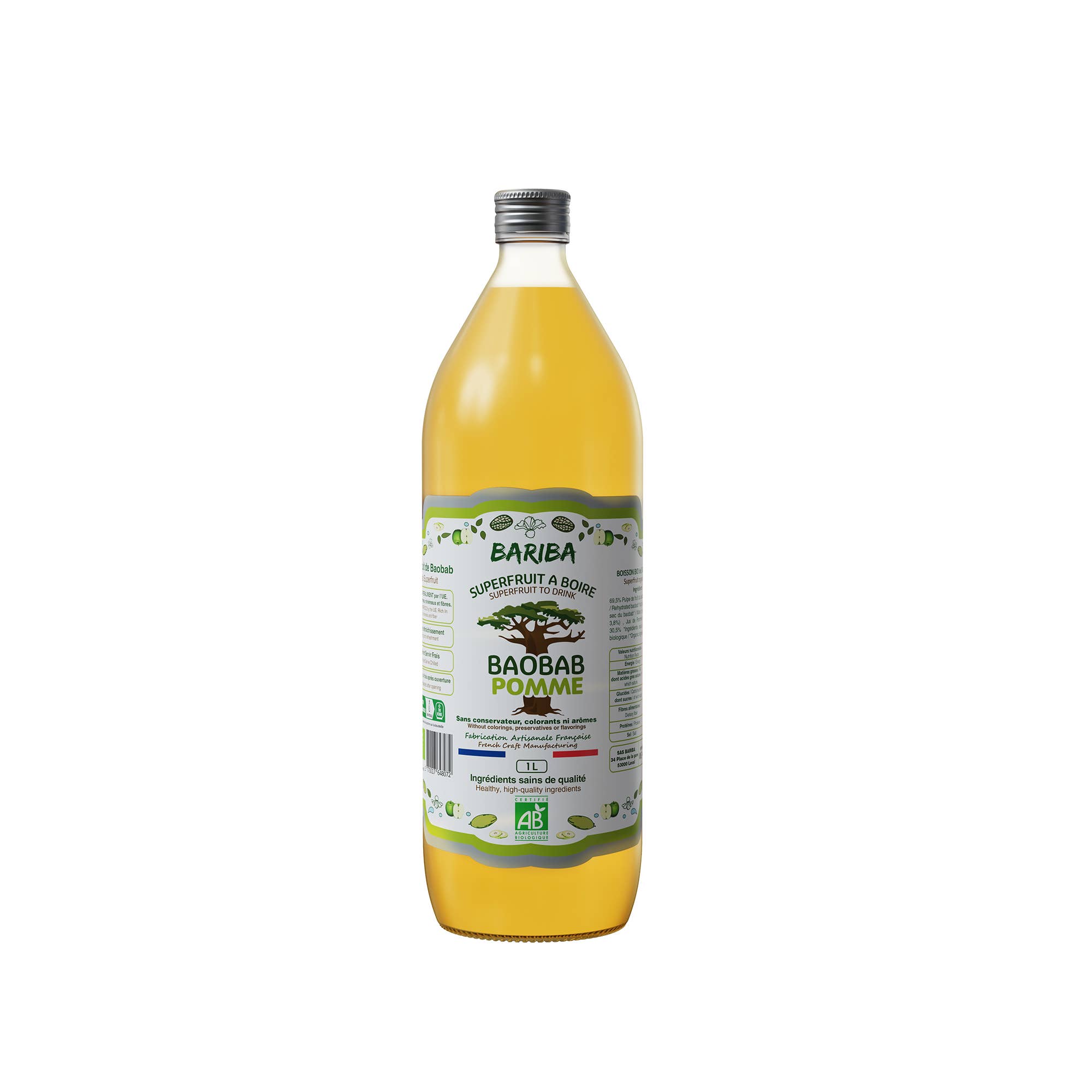 BARIBA - BOISSONS & COMPLEMENTS ALIMENTAIRES BIO - Wholesale Fruit Juice - NATURAL ORGANIC FRUIT JUICE BAOBAB APPLE 1L DEPOSIT 1