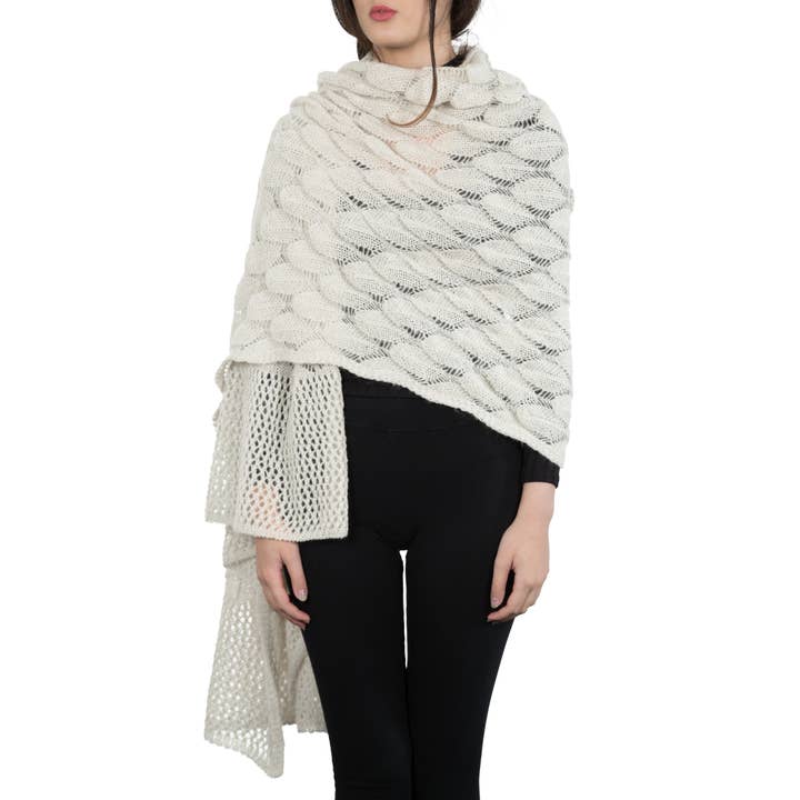Assia di Brunetti Federica e C. s.a.s. - Vendita all'ingrosso Stola - Donna - Felicia - Coprispalle largo in misto lana con motivo traforato in kid mohair2