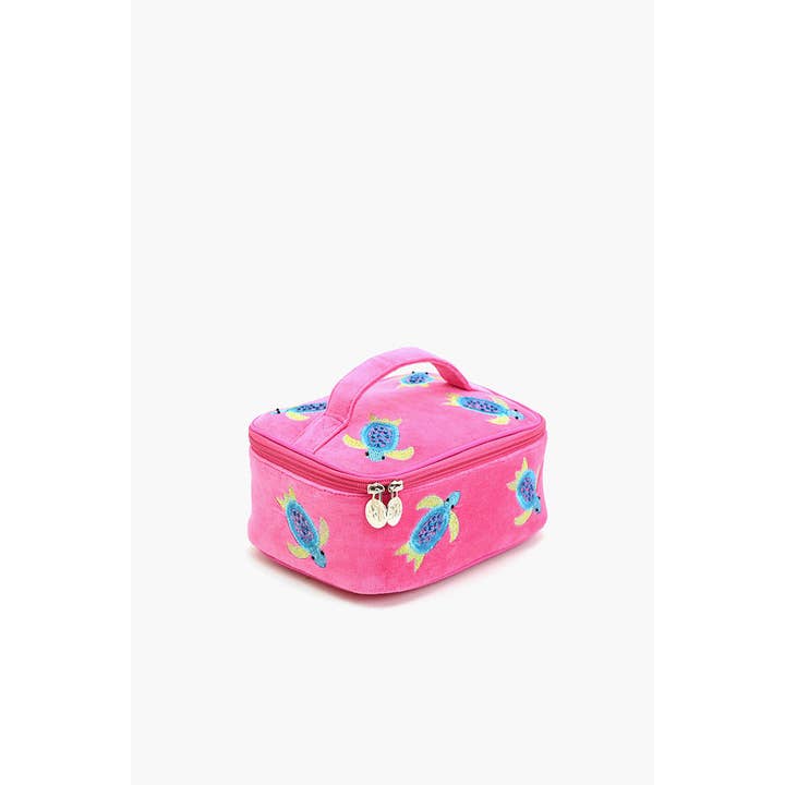 America & Beyond - Wholesale Jewelry Box/Organizer - Velvet Embroidered Jewelry Box-Pink Turtle1