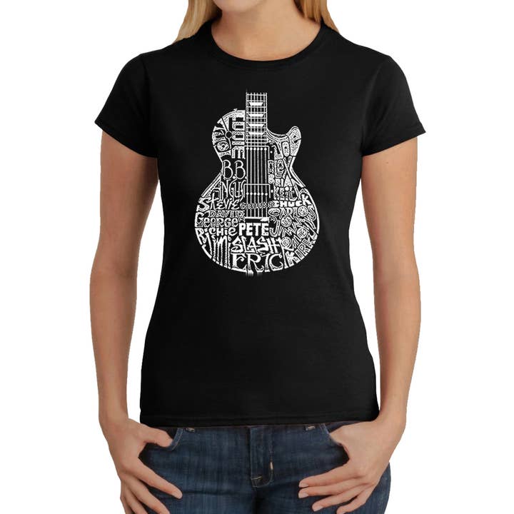 Women's Word Art T-Shirt - Rock Guitar Head for wholesale by LA Pop Art