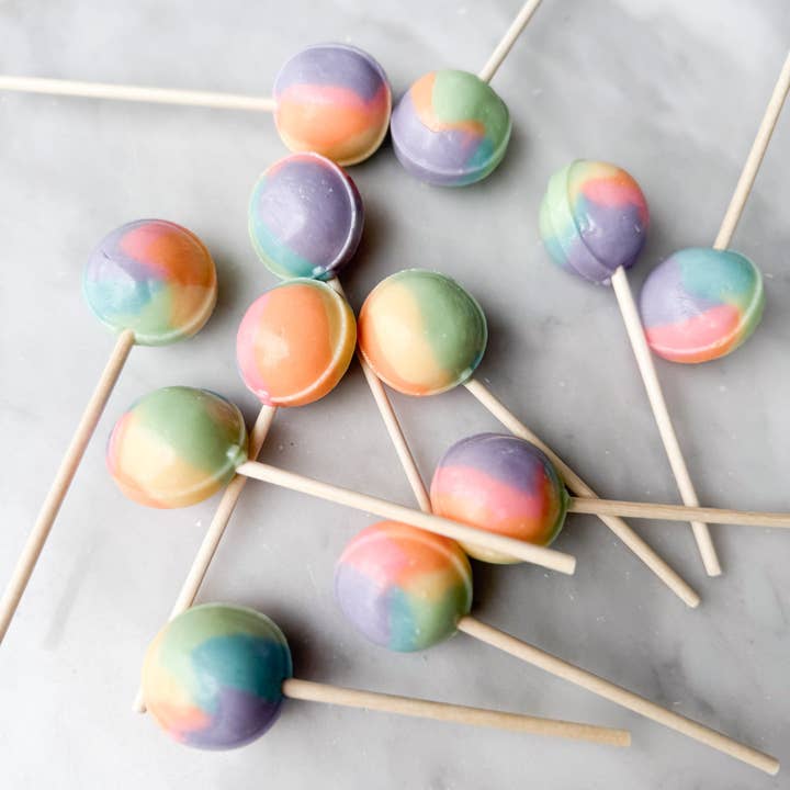 Large Lollies: Rainbow Sherbet Lollipop Candy for wholesale by Candy Making Co.