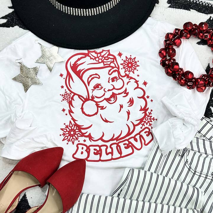 Believe RED PUFF Screen Print Heat Transfer for wholesale by Trendy Transfers