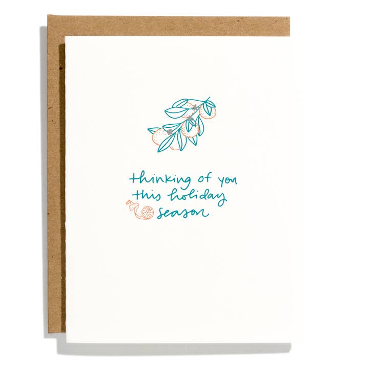 Holiday Oranges - Letterpress Greeting Card for wholesale by Shorthand Press