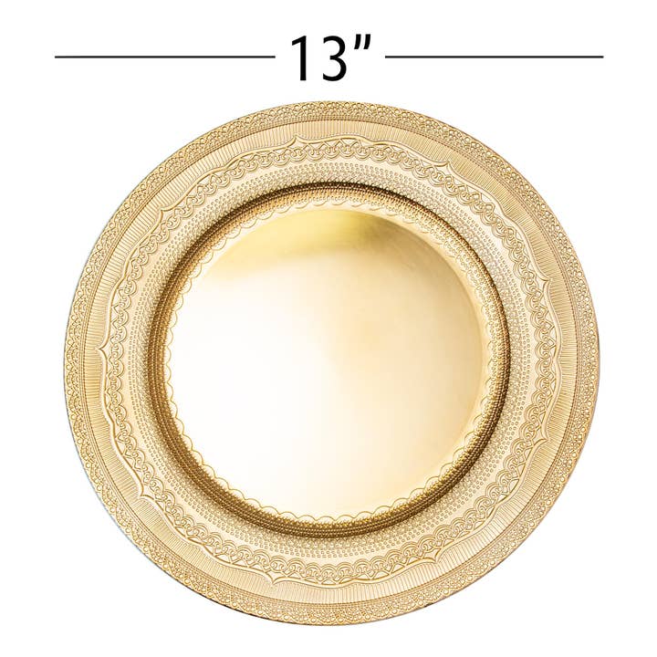 Portofino International Trading, USA - Wholesale Charger Plate - Eyelet Plastic Charger Plate 13" - Gold