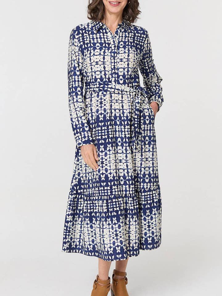 Vestido Camiseiro de Manga Comprida Estampado por atacado de Stellalondon