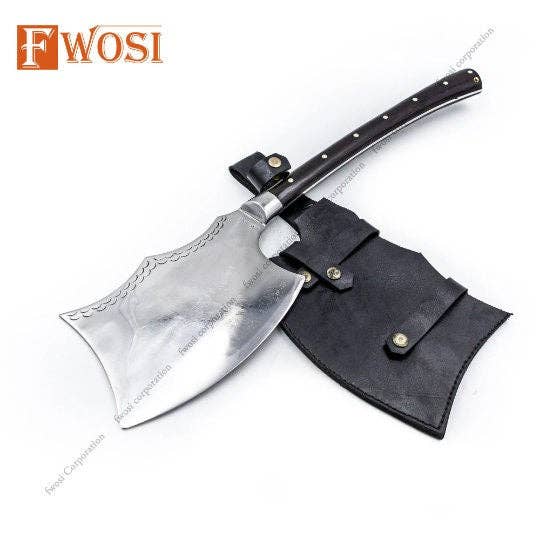 Fwosi - Vente Couteau de cuisine/multi-usage - Hache viking forgée à la main | Objet de collection traditionnel | Fabriquée artisanalement en acier 51606