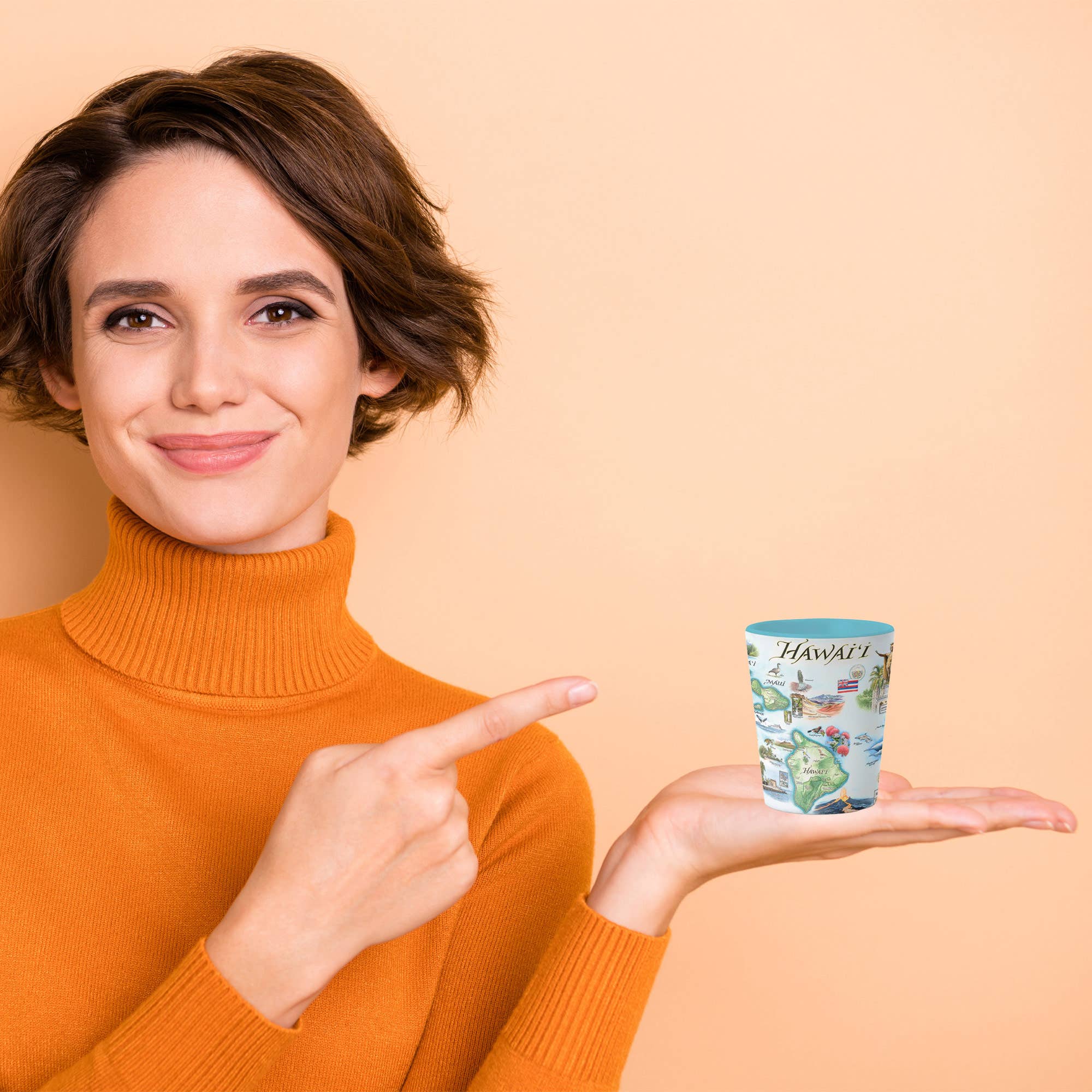 XPLORER MAPS – Copo de shot por atacado – Vidro Cerâmico Map Hawai'i State Shot - 1.5 oz - Azul1