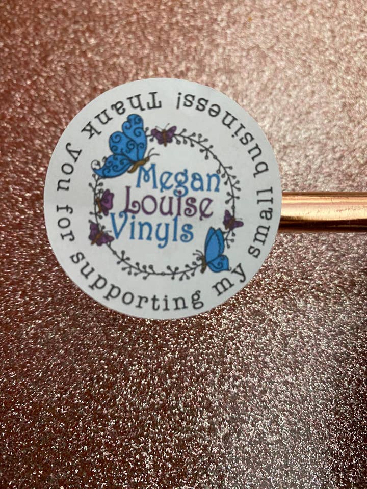 Gracias por apoyar las pegatinas circulares con el logotipo de mi pequeña empresa, diseñar sus propias pegatinas, pedir pegatinas, pegatinas para venta al por mayor de Megan Louise Creations