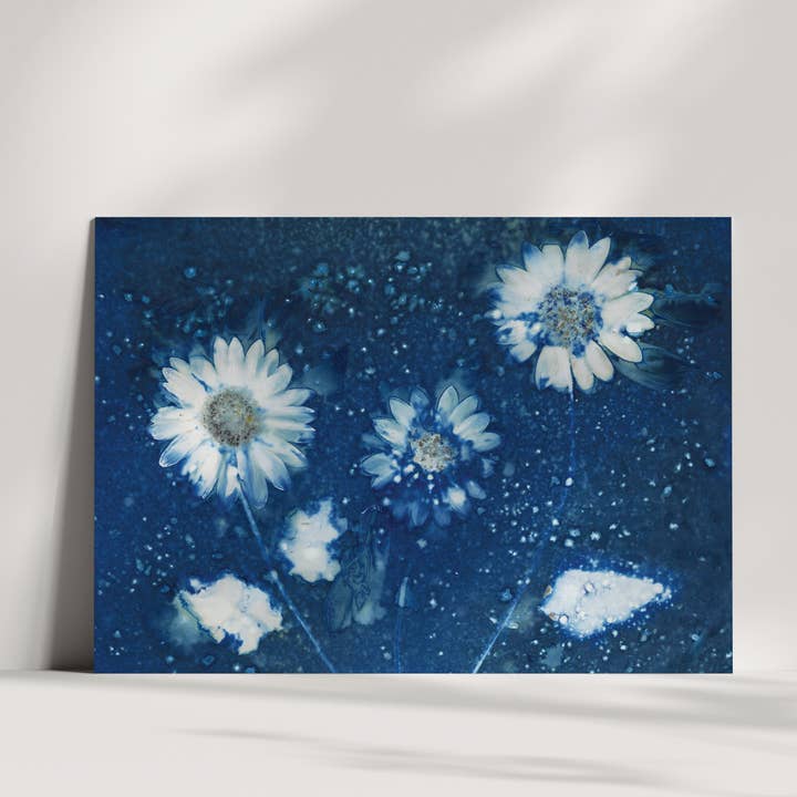 Nature-Inspired Botanical Print | Blue Cyanotype Sunflowers for wholesale by The Sun's Recipe