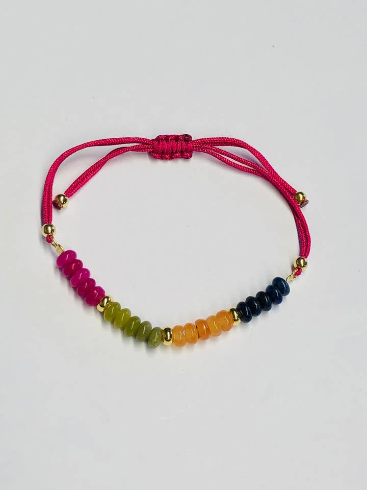 Pulsera de Gemas en Círculo de Seda Rosa para venta al por mayor de DEMARCA