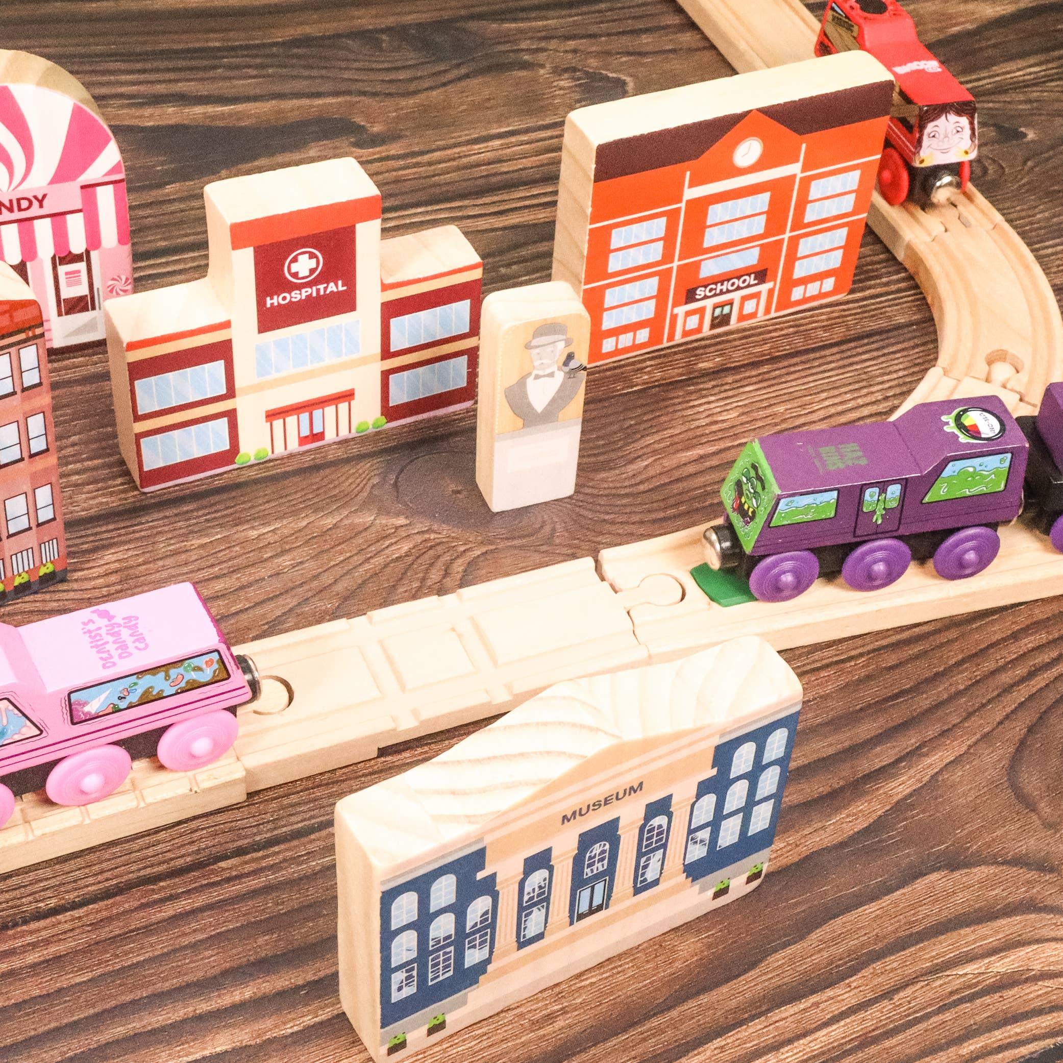 Twinkle Toys LLC - Wholesale Toy Set - Kids - 20 Piece Wooden City Play Set - Wooden Town Buildings 5
