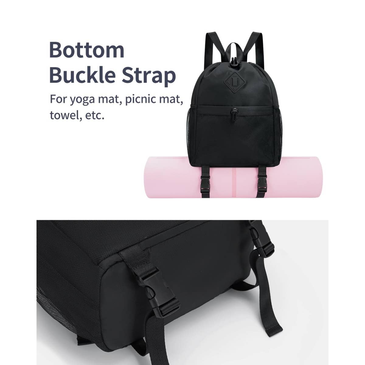 wandf - Vente Sac à cordon de serrage – unisexe - Sac à dos de sport avec cordon de serrage et sangle pour tapis de yoga47