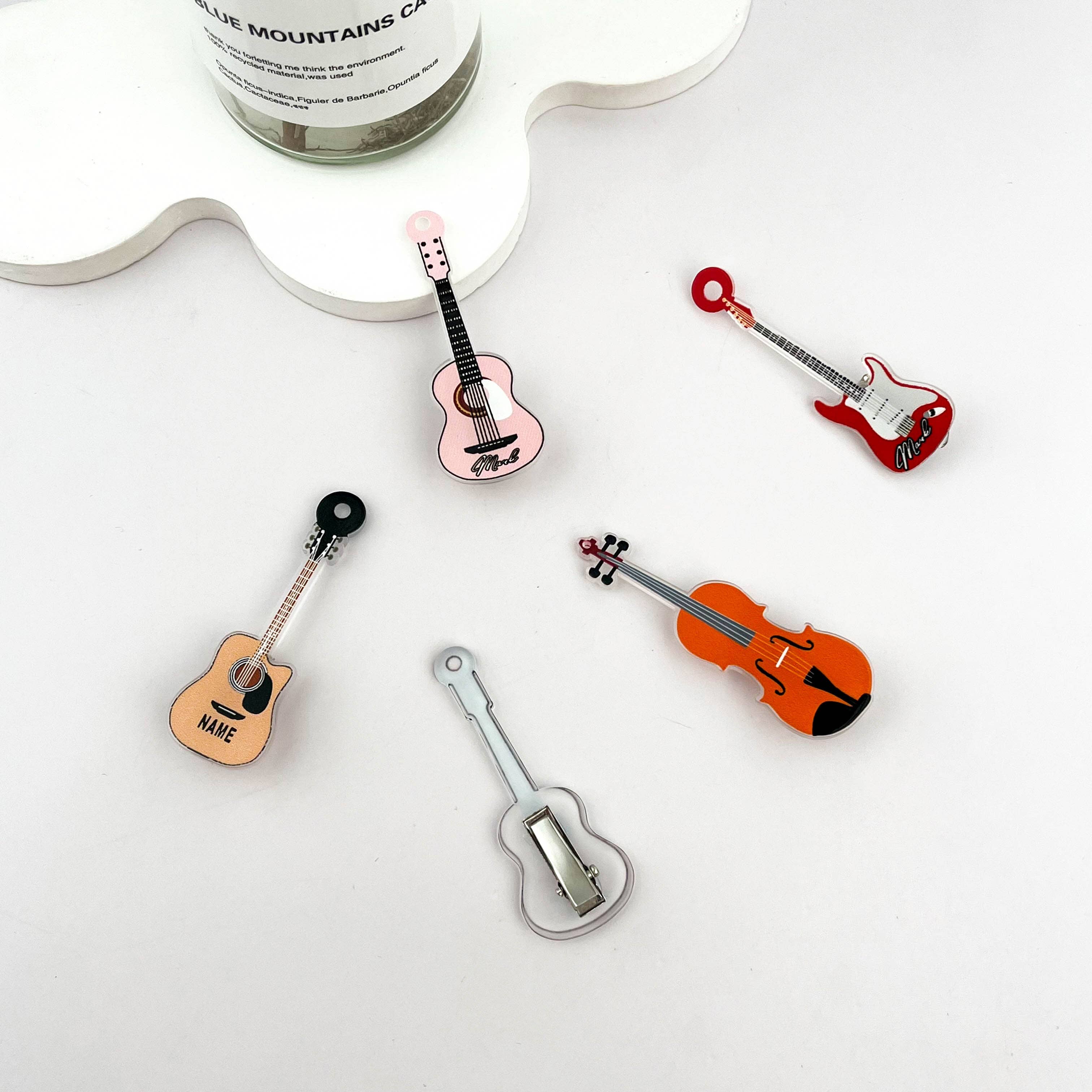 mildstyles - Wholesale Hair clip – Women’s - Acrylic Cool Guitar Charm Duckbill Hair Claw Clip 🎸🎶3