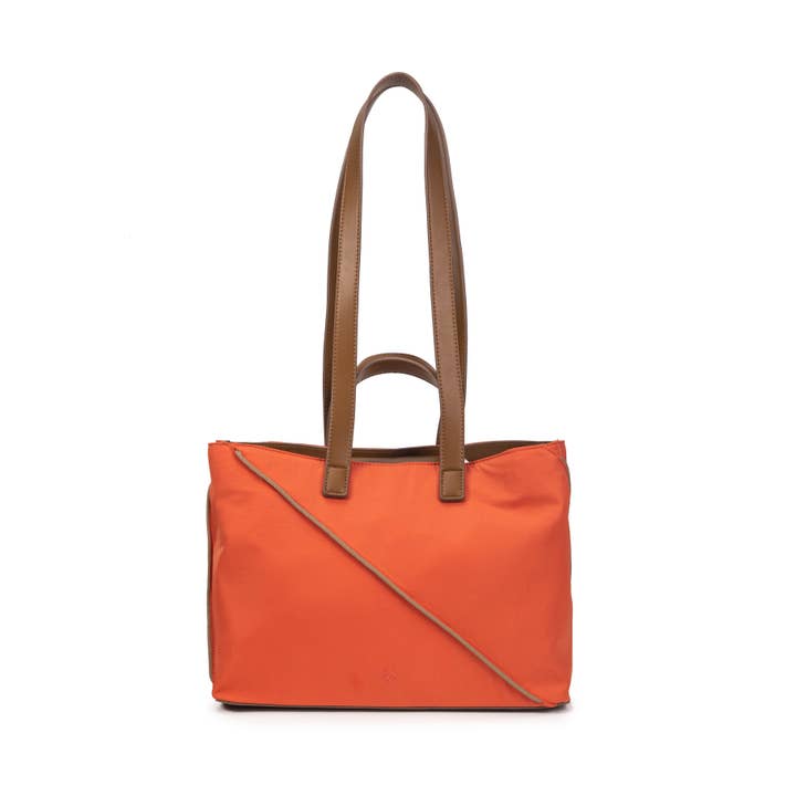 Tangerine palm nylon handbag for wholesale by Excess Paris