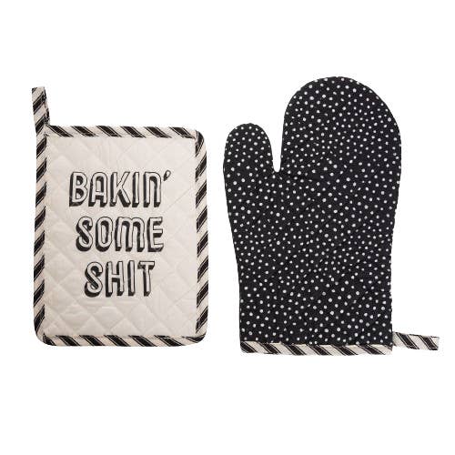 Bakin' Pot Holder & Oven Mitt Kitchen Textiles Set of 2 for wholesale by Totalee Gift