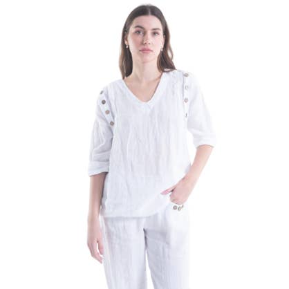 6210 White Vera May Italian Linen Top for wholesale by VeraMay