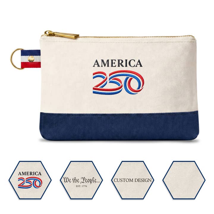 America 250 Canvas Pouch Bag - Officially Licensed for wholesale by Thankful Greetings