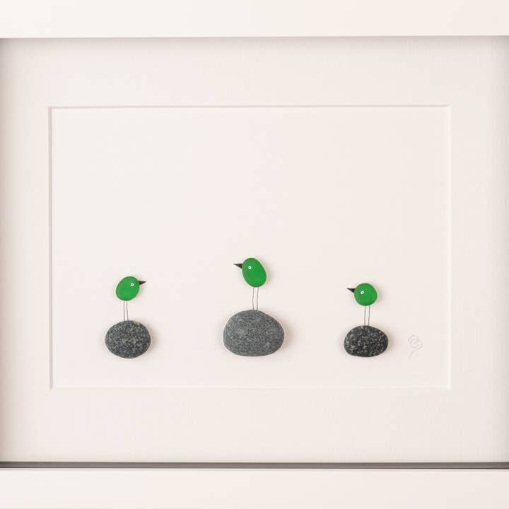 Sea Glass Birds Pebble Art Frame | Wall Art for wholesale by Simply Mourne