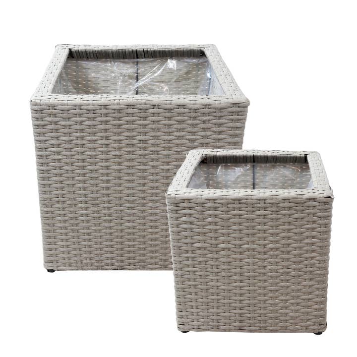 Sunnydaze Decor - Wholesale Plant Pot - Polyrattan Indoor Square Planter - Gray - 11 in, 14 in1