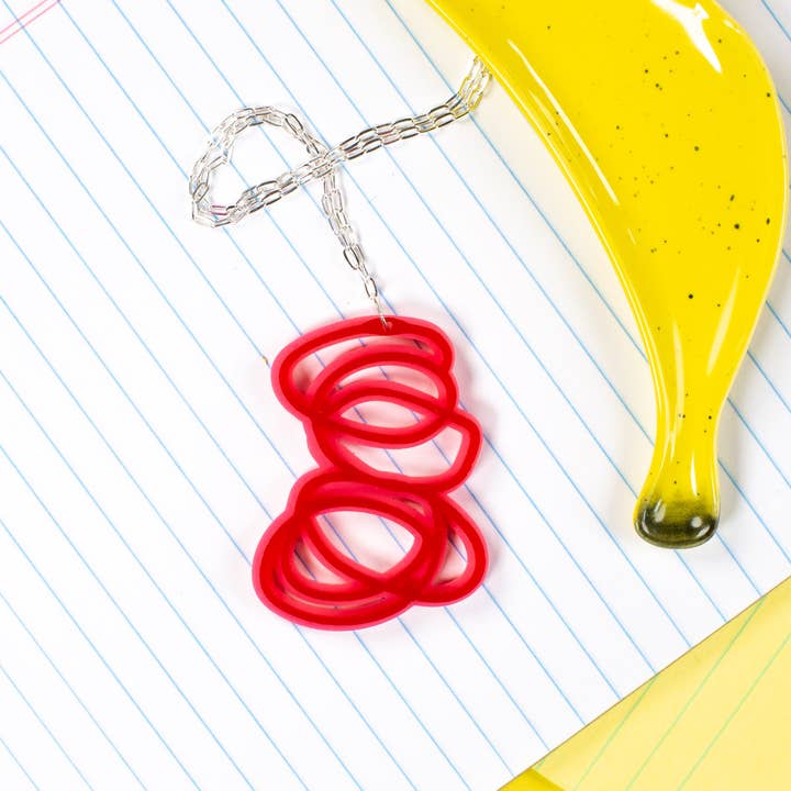 Red and Pink Pendant Necklace - Janus for wholesale by Darling Marcelle