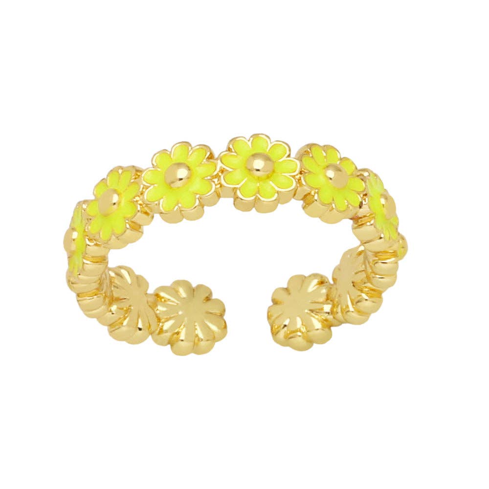 Mio Queena – wholesale Ring med flera stenar – Daisy emalj Ring öppning justerbar2