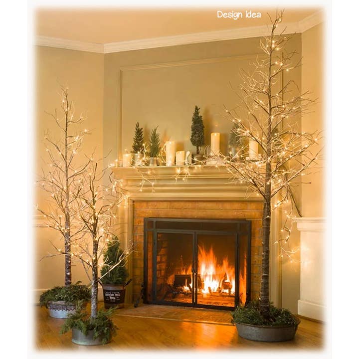 Will's Company - Wholesale Christmas Decoration - LED Lighted Brown Twig Tree with Snow- 3 size options