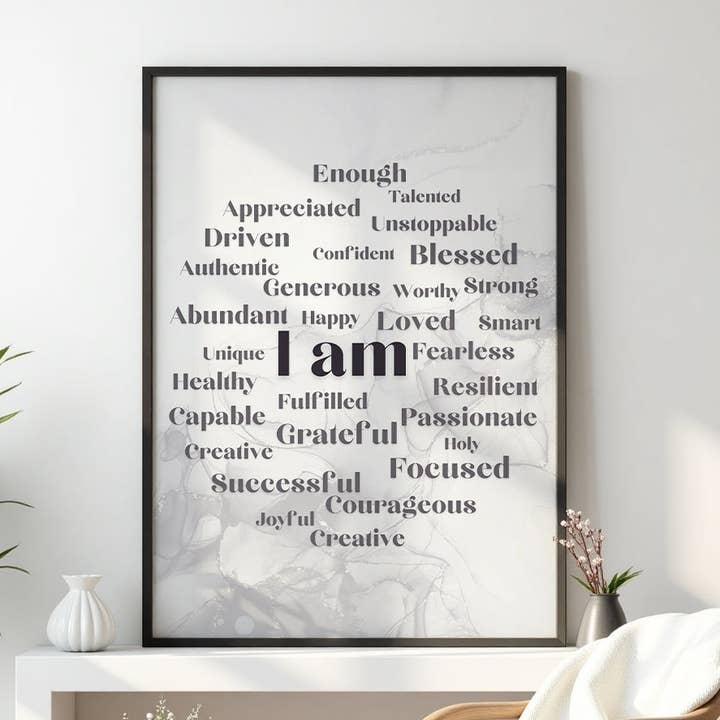 I Am Affirmation Wall Art for Home and Office for wholesale by Your Bold Essence